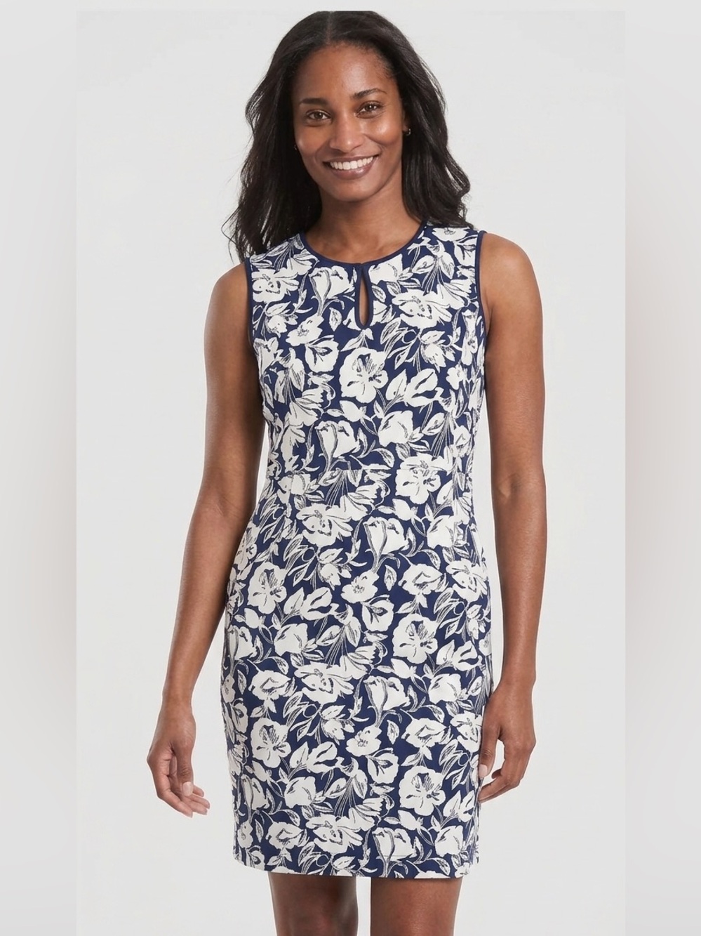 New Lands End size 10P floral sheath dress coastal cruise brunch nautical